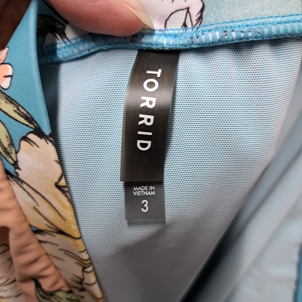 torrid Aqua Peach Cream Floral Swim Skirt - Picture 5 of 7